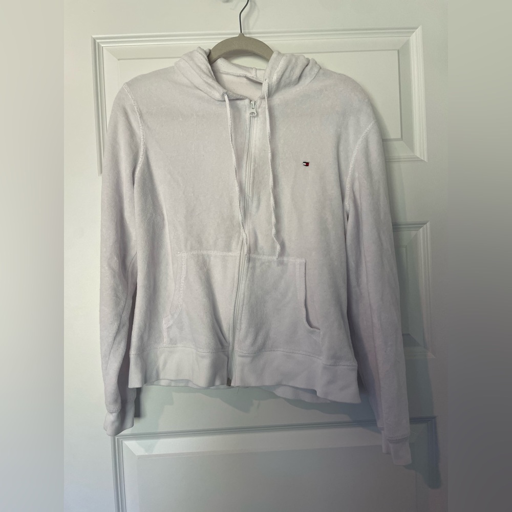Tommy Hilfiger- White Terrycloth Jacket- Size Large